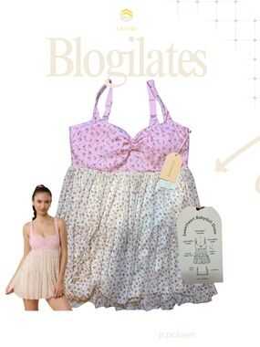 Blogilates Floral Babydoll Mini Dress - Pink Floral